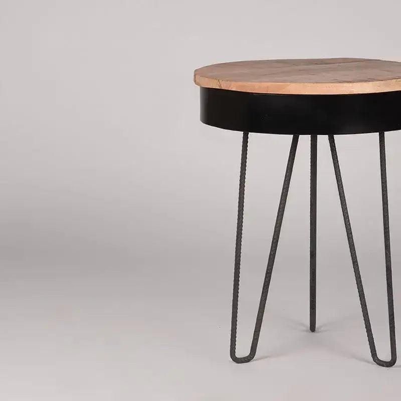 Table Basse Industrielle Ronde Structure Métal Noir 44x44 lyadesign 