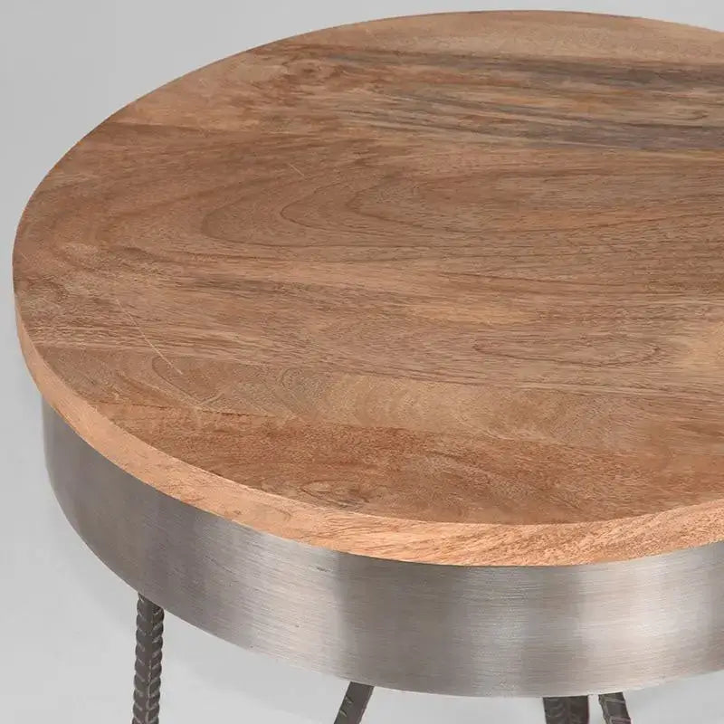 Table Basse Industrielle Ronde Structure Métal Argenté 44x44 lyadesign 