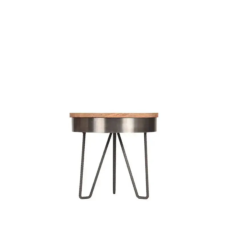 Table Basse Industrielle Ronde Structure Métal Argenté 44x44 lyadesign 