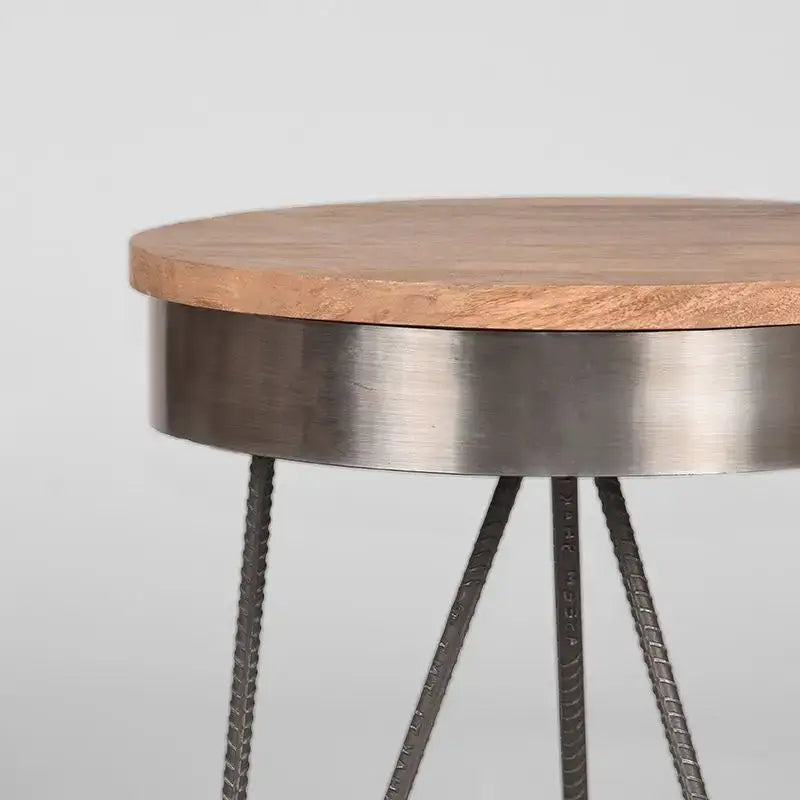 Table Basse Industrielle Ronde Structure Métal Argenté 44x44 lyadesign 