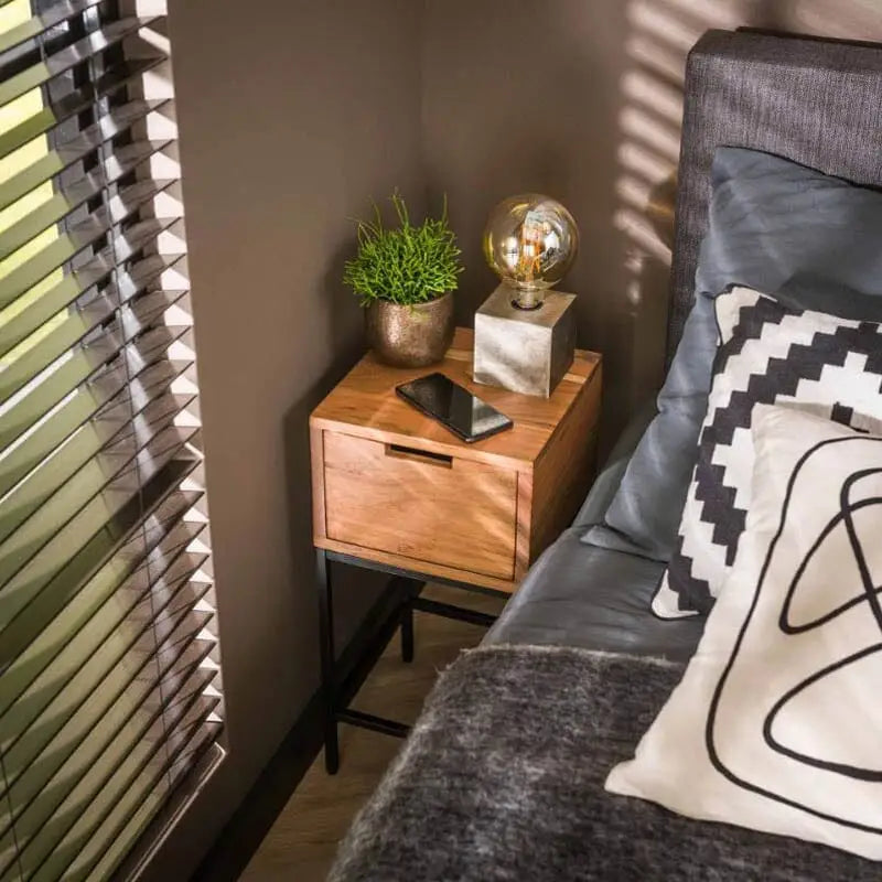 Table de chevet Bois Acacia Métal