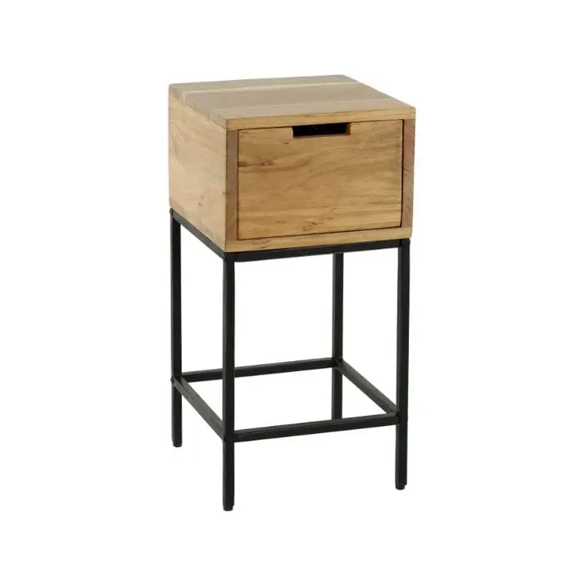 Table de chevet Bois Acacia Métal