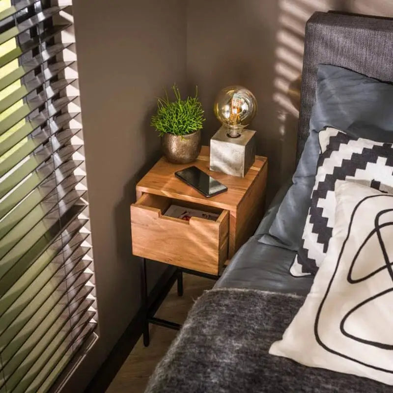 Table de chevet Bois Acacia Métal