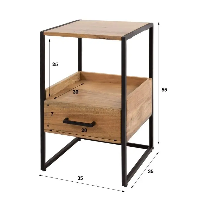 Table De Chevet 1 Tiroir bois acacia dimensions