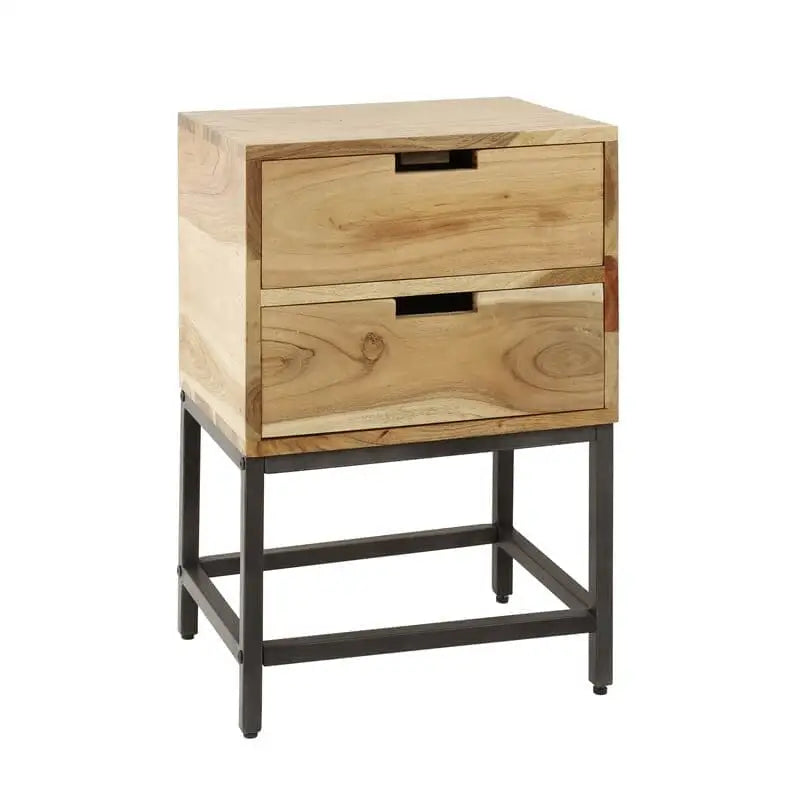 Table De Nuit Acacia 2 Tiroirs details