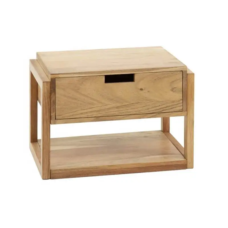 Table De Nuit Suspendue Bois sur fond blanc