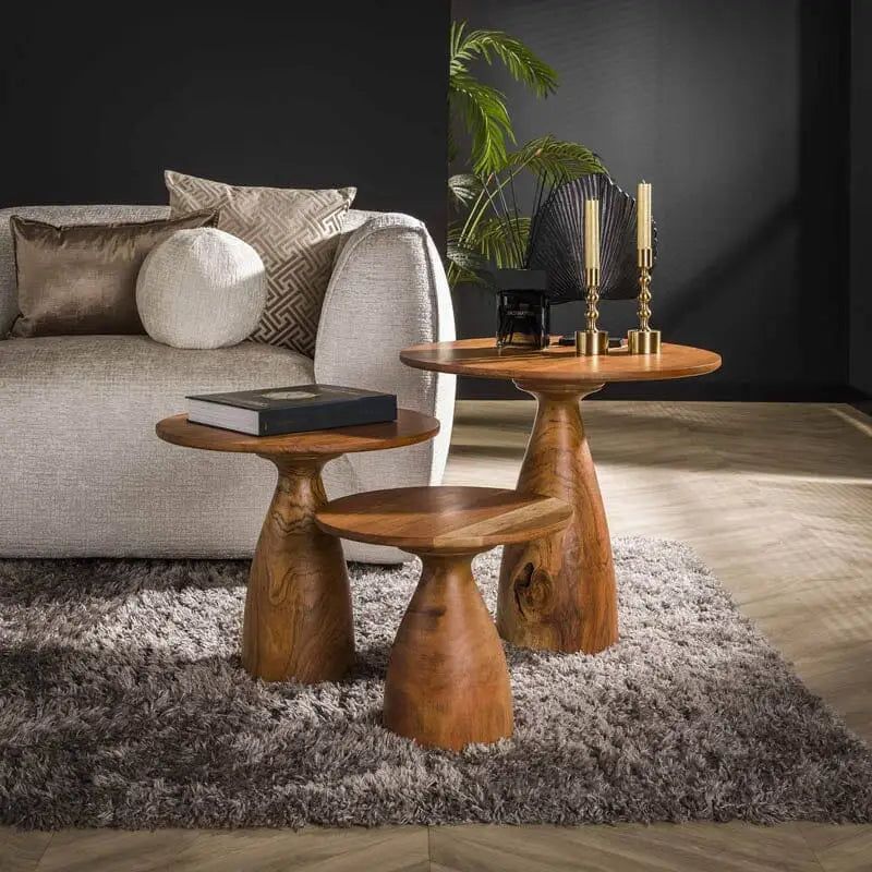 Table Gigogne Acacia Massif Lot de 3 