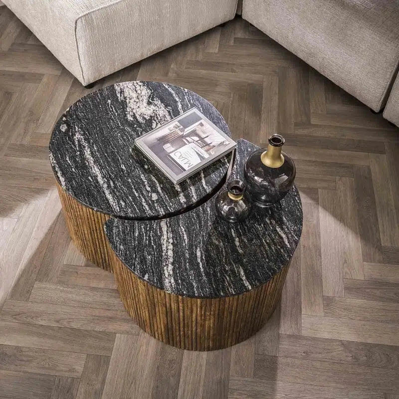 Table basse marbre noir - Détail du plateau