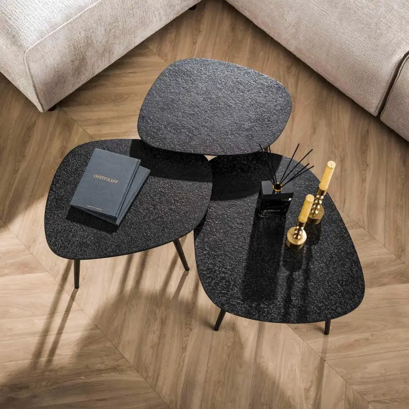 Table Gigogne Metal Noir vue dessus