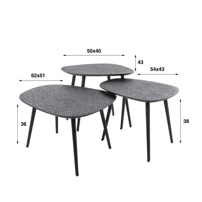 Table Gigogne Metal Noir dimensions