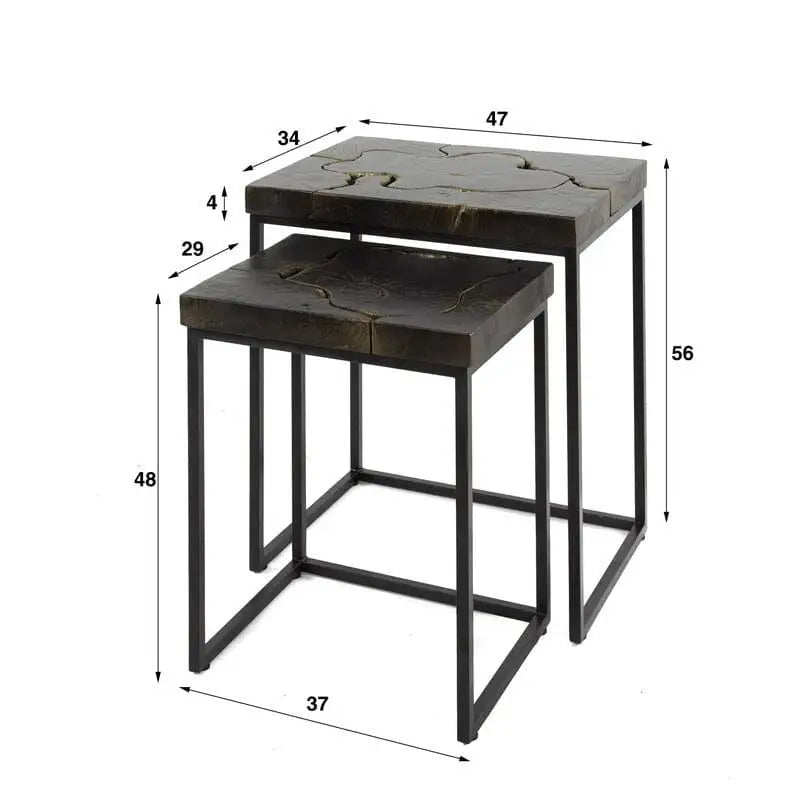 Table Gigogne Metal Teck dimensions