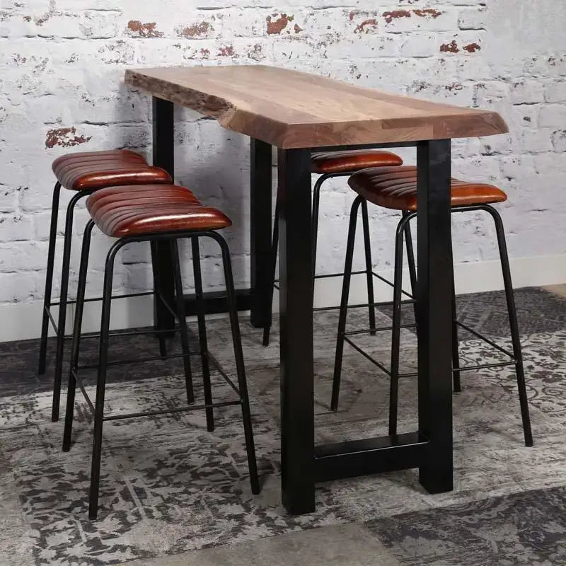 Table de bar industrielle effet tronc d&#39;arbre lyadesign 