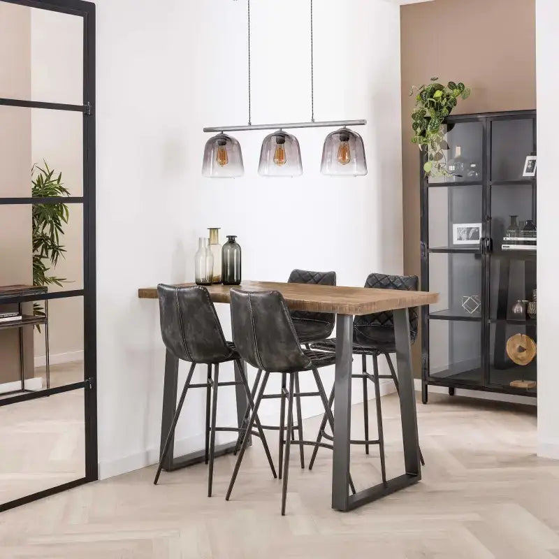 Table de bar industrielle en manguier massif et métal lyadesign 