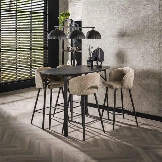 Table Haute Noir avec Plateau en Mélamine