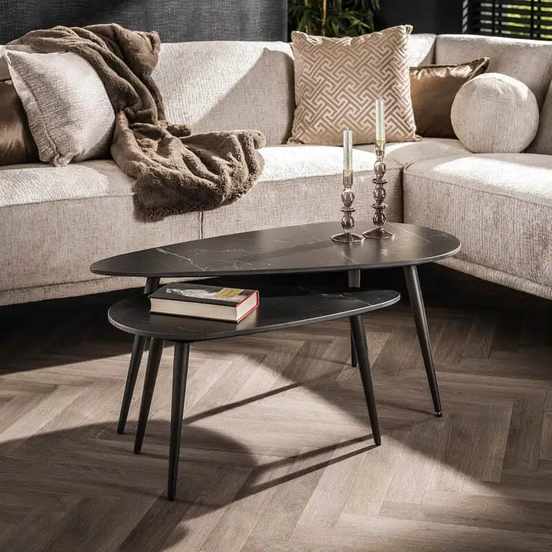 Tables salon gigogne en céramique noire - Vue d'ensemble