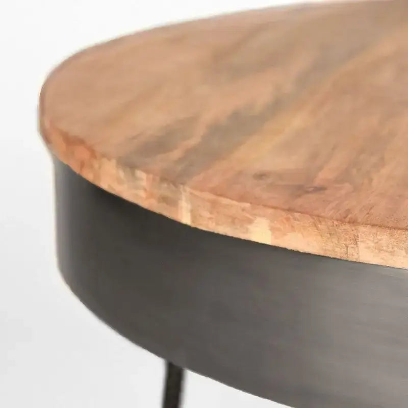 Table Basse Industrielle Ronde Structure Métal Argenté 80x80 lyadesign 