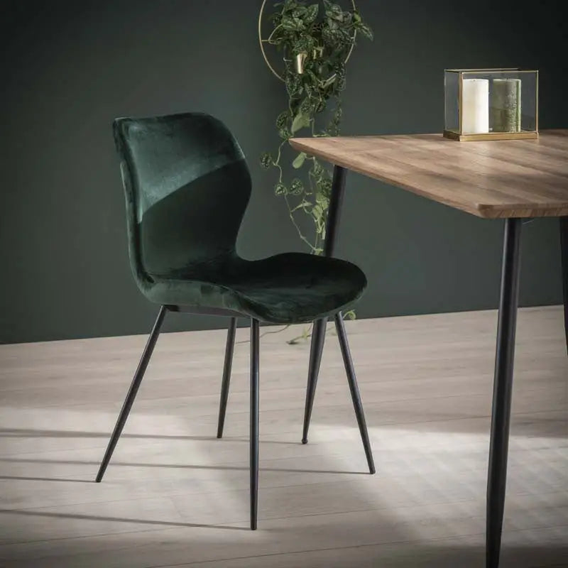 Chaise Industrielle en velours sur pieds ronds lot de 4 lyadesign 