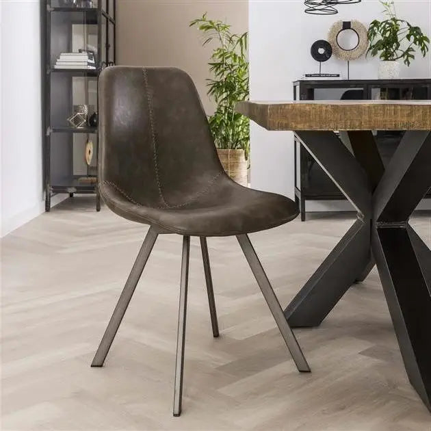 Chaise Industrielle style scandinave en PU Lot de 2 lyadesign 