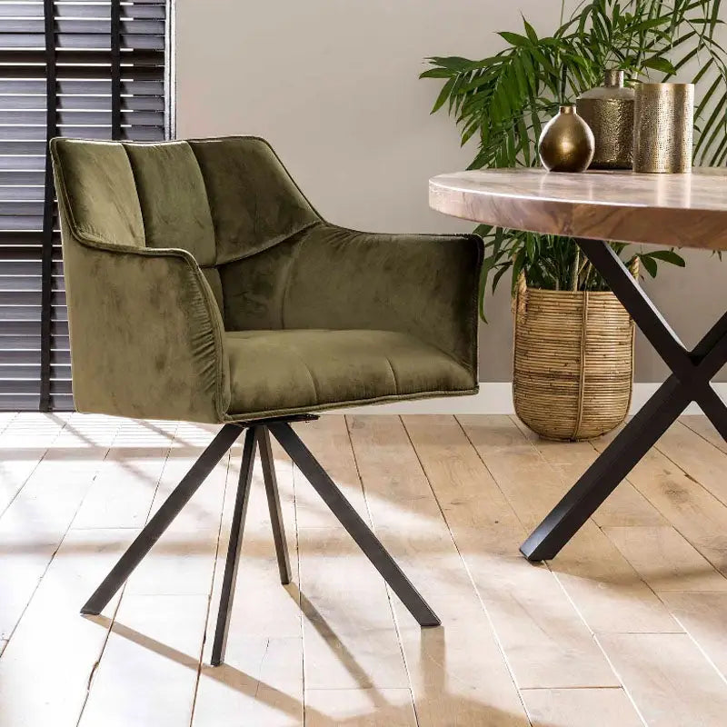 Chaise Industrielle rotative en velours lot de 2 lyadesign 