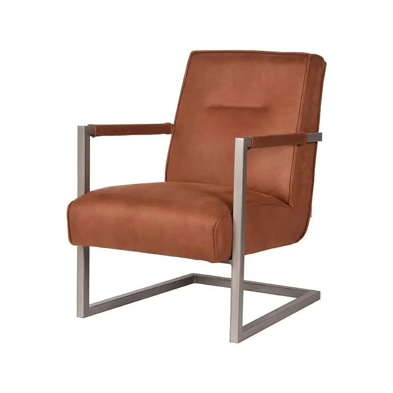 Chaise Industrielle en tissu microfibre avec accoudoirs lyadesign Cognac 