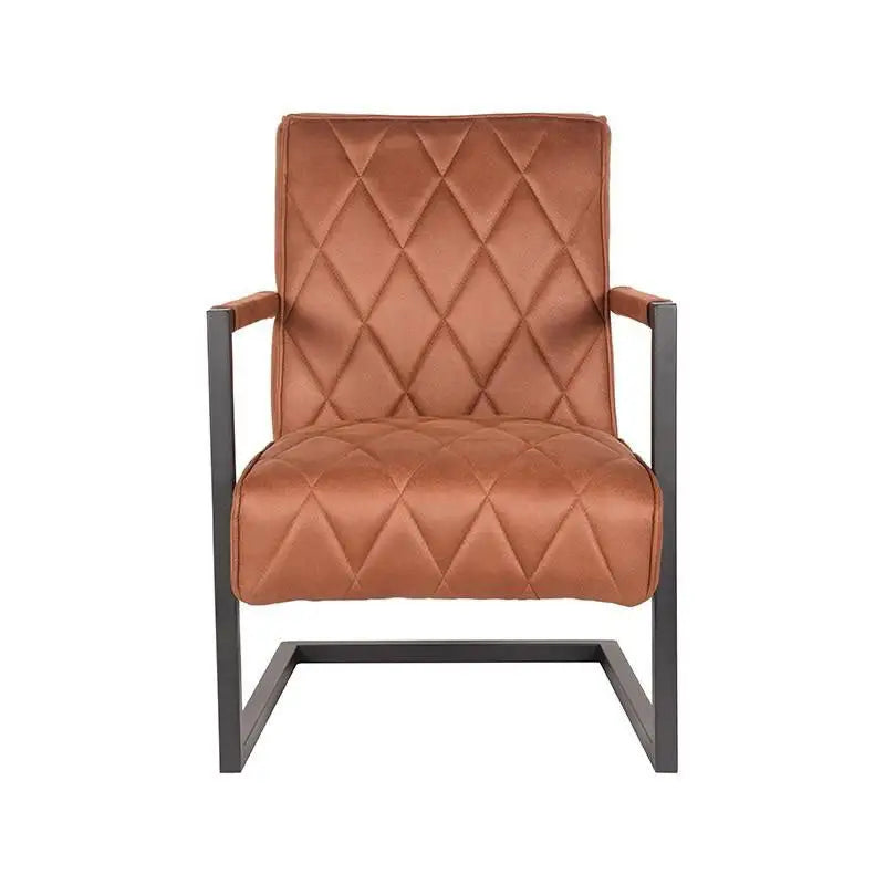 Chaise Industrielle en tissu microfibre couture diamant avec accoudoirs lyadesign 