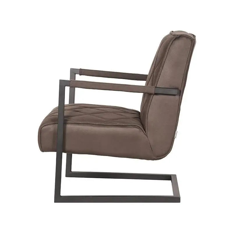 Chaise Industrielle en tissu microfibre couture diamant avec accoudoirs lyadesign 