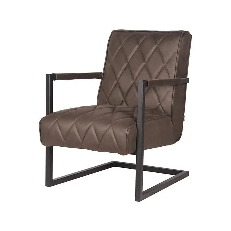 Fauteuil Industriel en tissu microfibre couture diamant avec accoudoirs