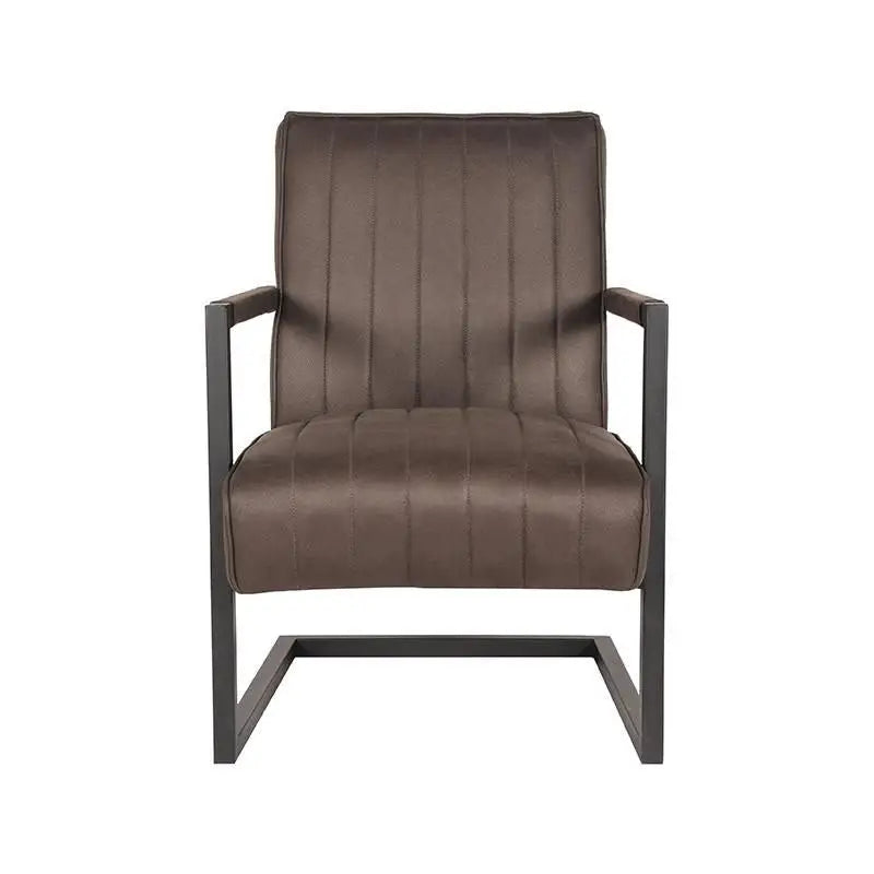 Chaise Industrielle en tissu microfibre ligné avec accoudoirs lyadesign 