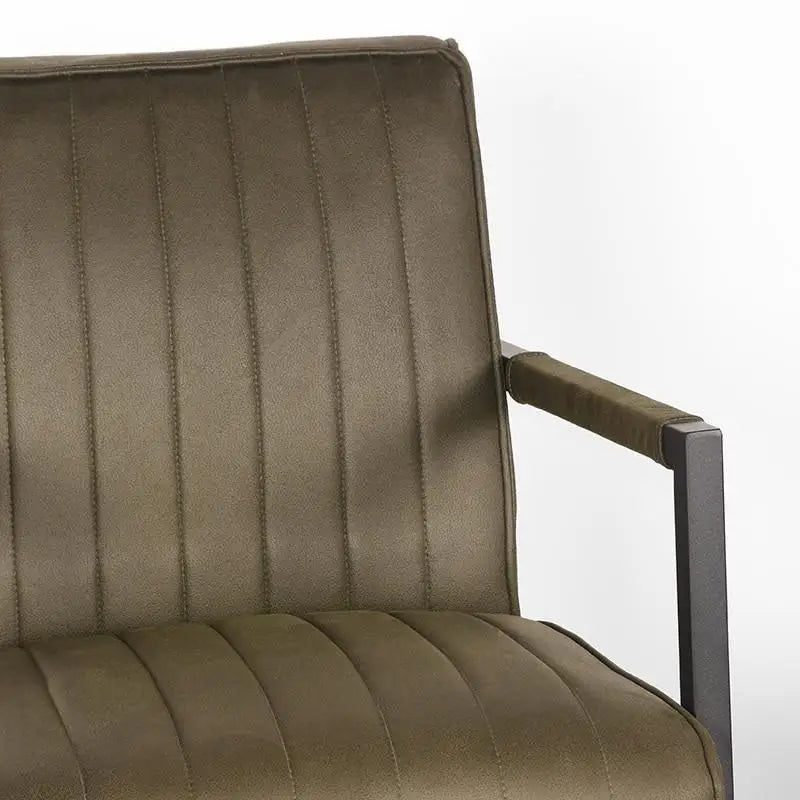 Chaise Industrielle en tissu microfibre ligné avec accoudoirs lyadesign 