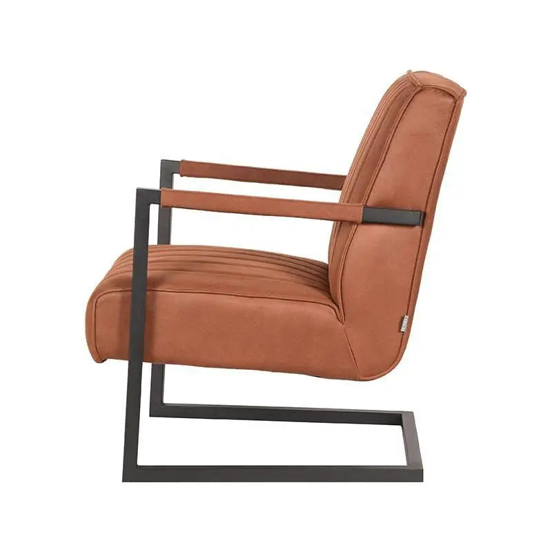 Chaise Industrielle en tissu microfibre ligné avec accoudoirs lyadesign 