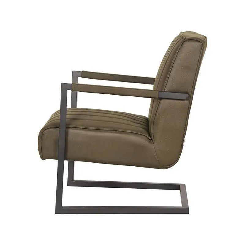 Chaise Industrielle en tissu microfibre ligné avec accoudoirs lyadesign 