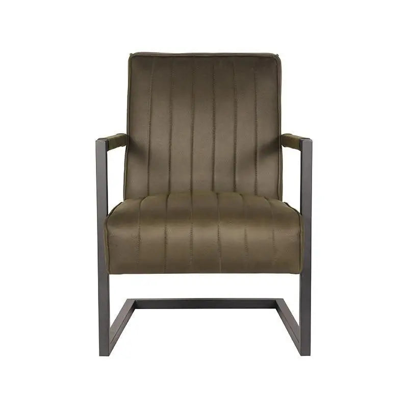 Chaise Industrielle en tissu microfibre ligné avec accoudoirs lyadesign 