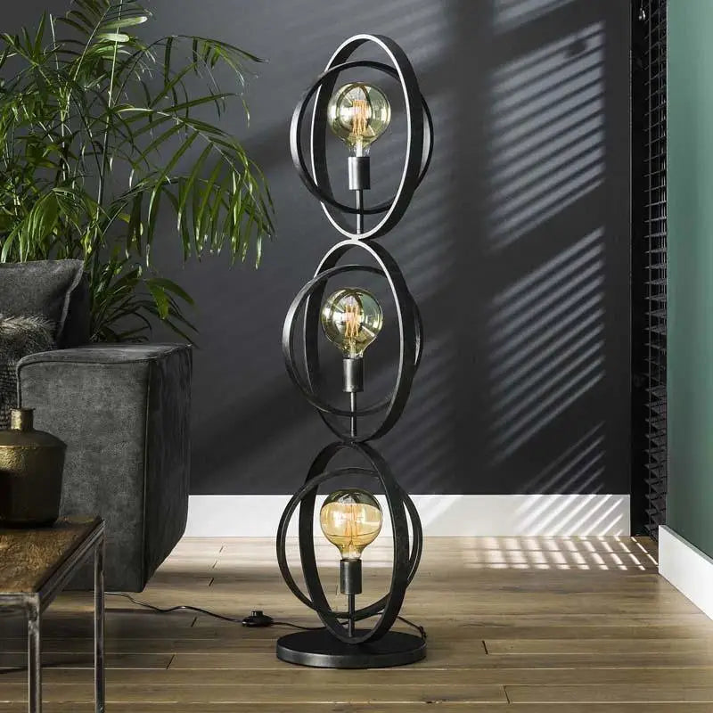 Lampadaire Industriel Métal 3 Lampes Anneaux Articulés lyadesign 