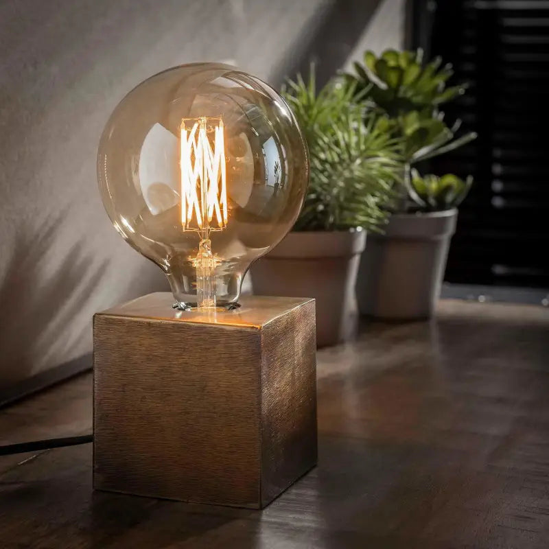 Lampe de chevet/Lampe de bureau/Lampe table basse Auraglow Mysa cube  vintage rétro interrupteur mécanique