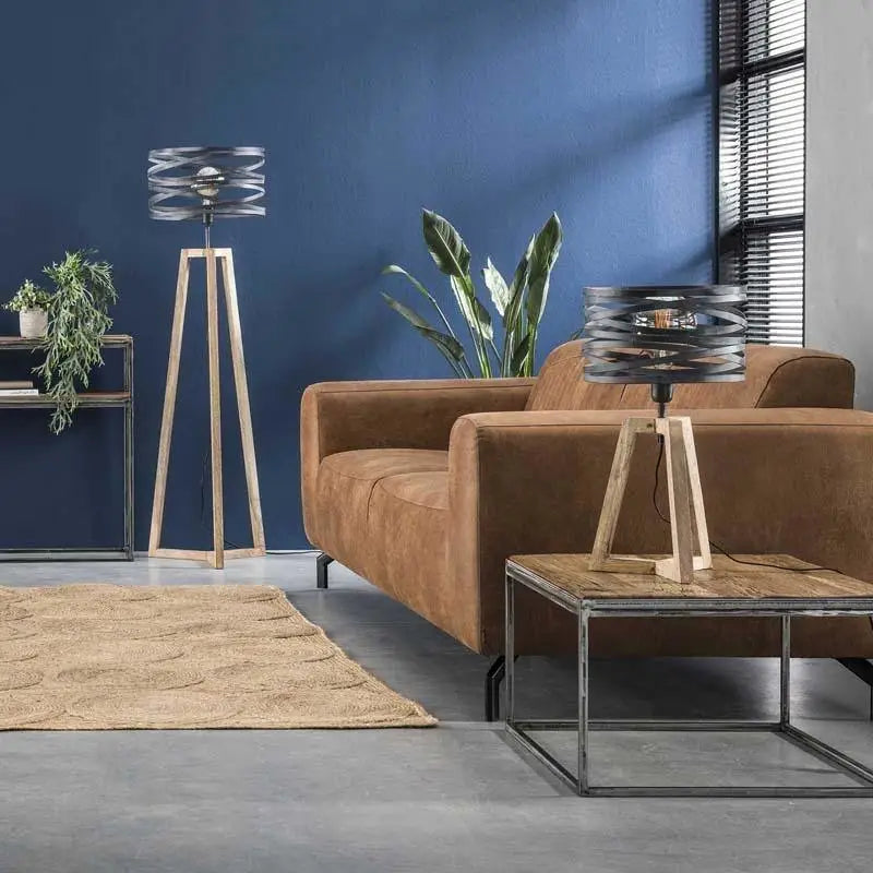 Lampe De Table Industrielle Métal Et Bois Effet Ruban lyadesign 