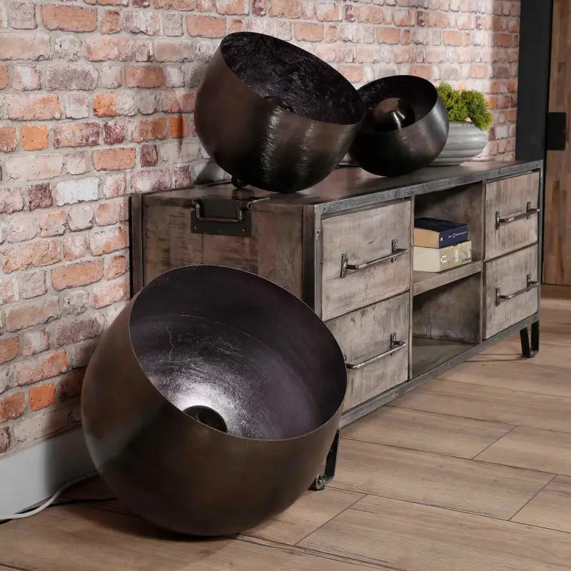 Lampe De Table Industrielle Métal Noir Ø45 lyadesign 