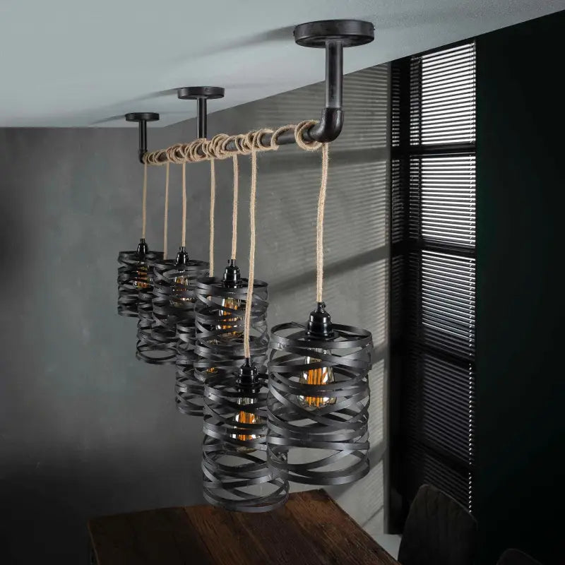 Suspension industrielle métal twist 7 lampes lyadesign 