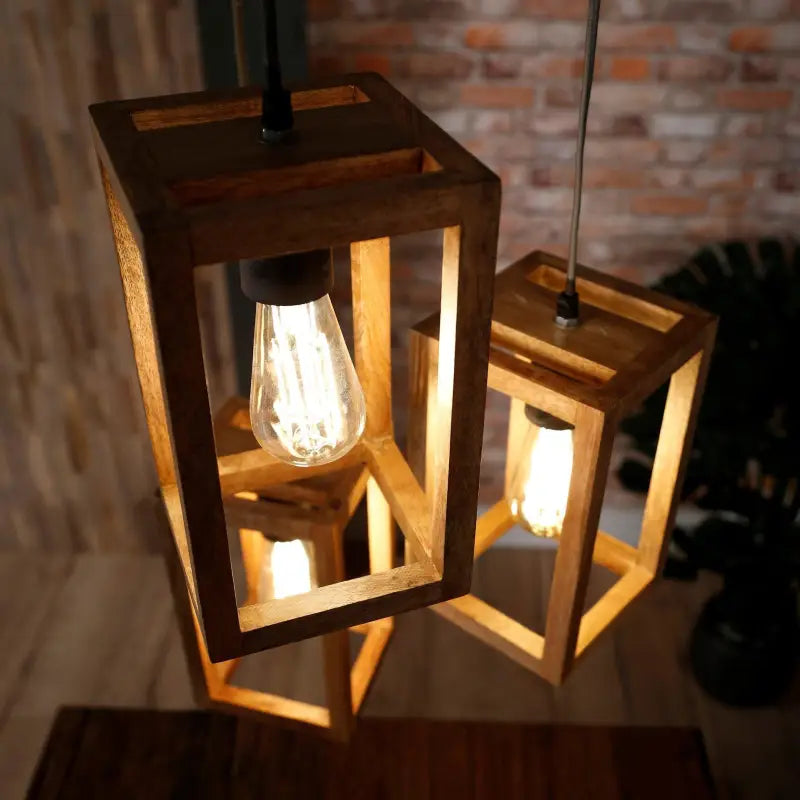 Lustre Bois 3 Cubes