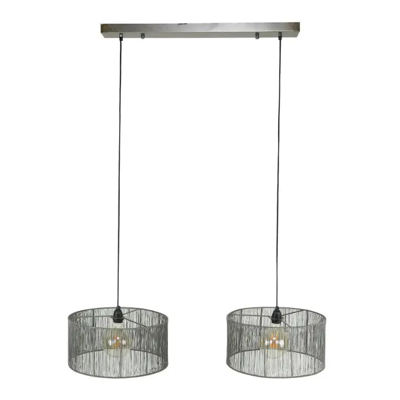Lustre Industriel 2 Lampes Abat-jours Métalliques lyadesign 
