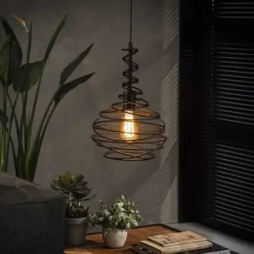 Lustre Industriel Métal Noir Tourbillon