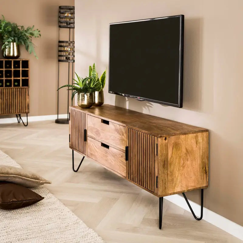 Meuble TV en bois et parement mural – Xari Meuble TV en bois et parement mural – Xari