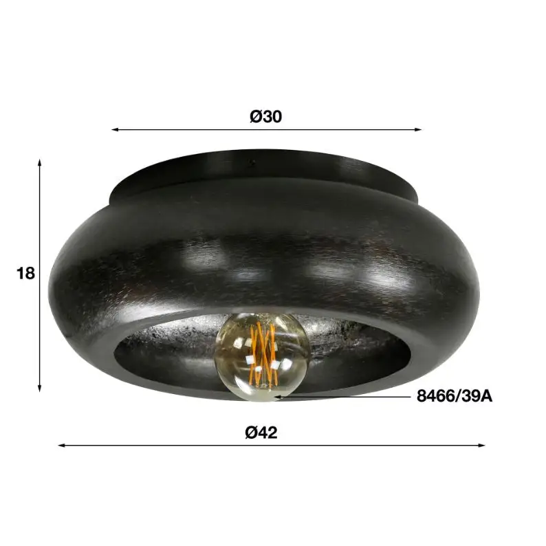 Plafonnier Industriel Noir cm