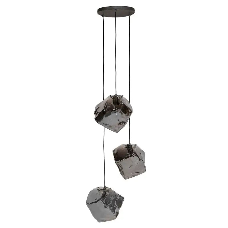 SUSPENSION INDUSTRIELLE VERRE SOUFFLÉ CHROMÉ lyadesign 