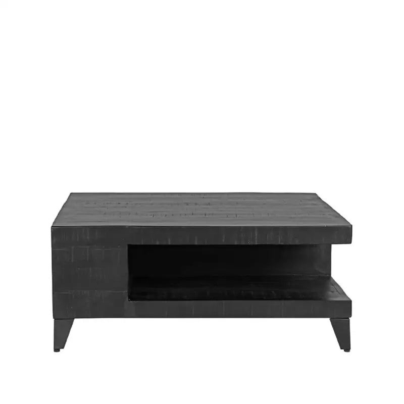 Table Basse Industrielle Cubique Noir Bois Et Métal lyadesign 