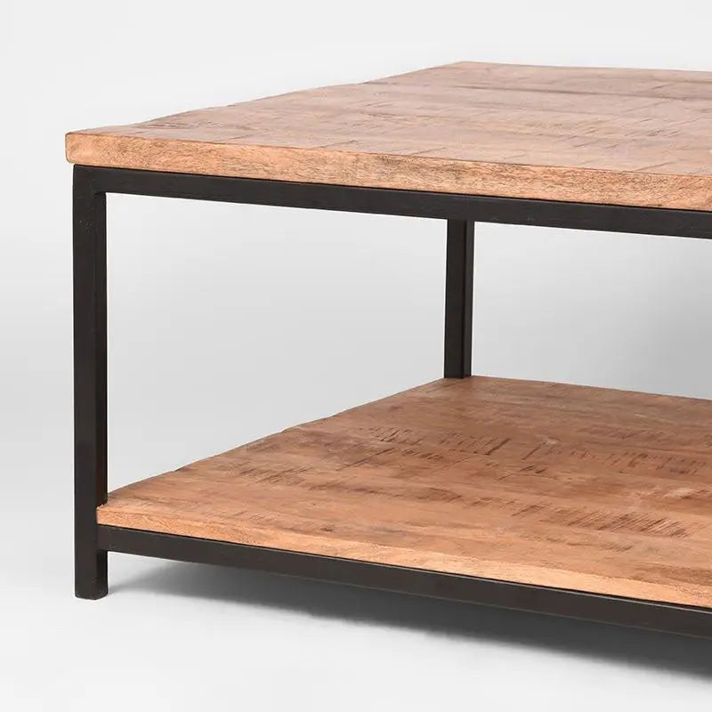 Table Basse Industrielle Deux Plateaux 80x80 lyadesign 