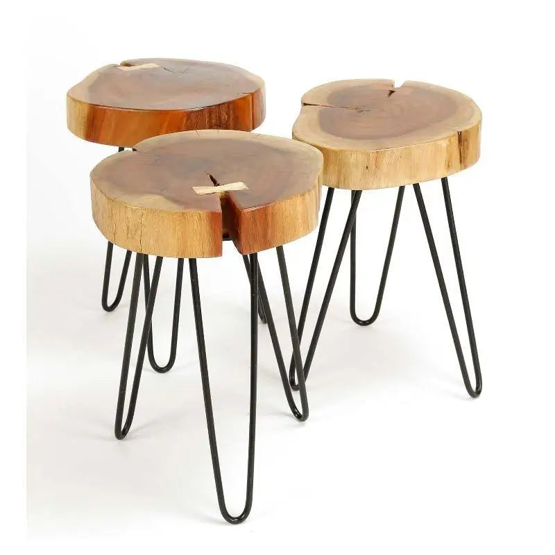 Table d'appoint industrielle Bois recyclé tronc d'acacia lyadesign 