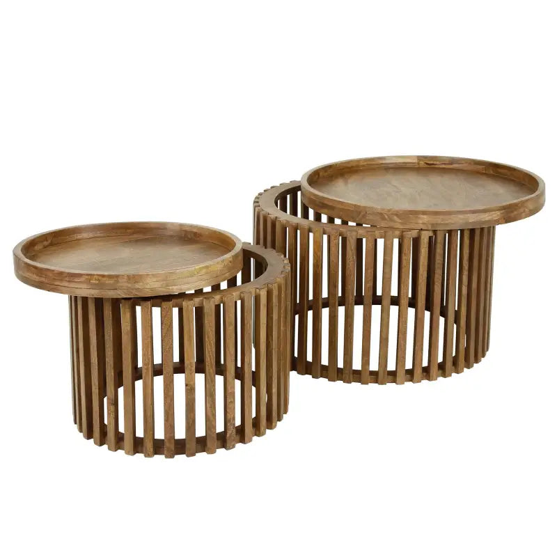 Tables Basse Bois De Manguier Sablé Set De 2 lyadesign 