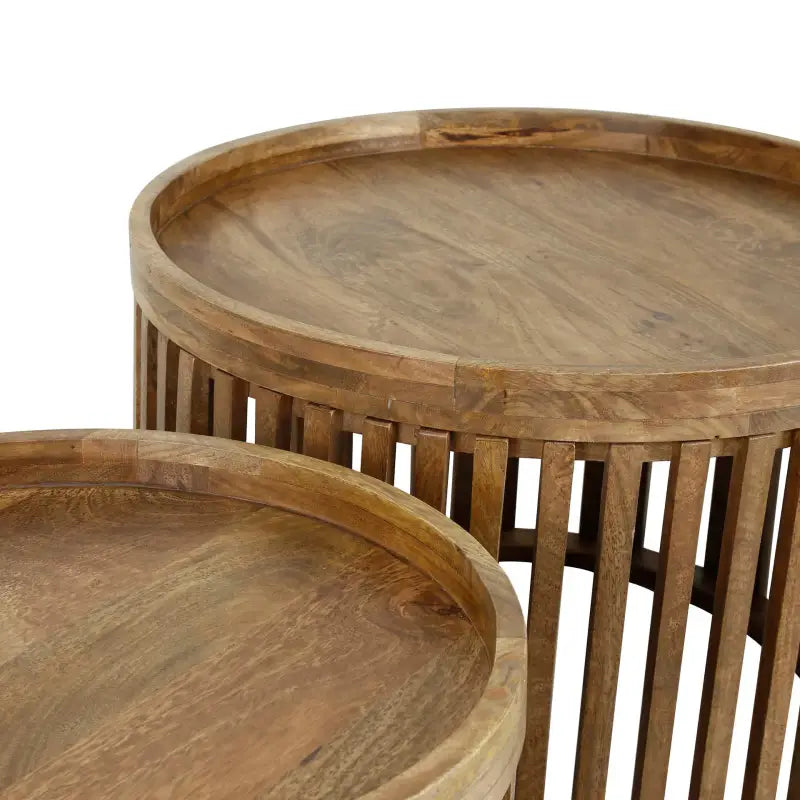Tables Basse Bois De Manguier Sablé Set De 2 lyadesign 