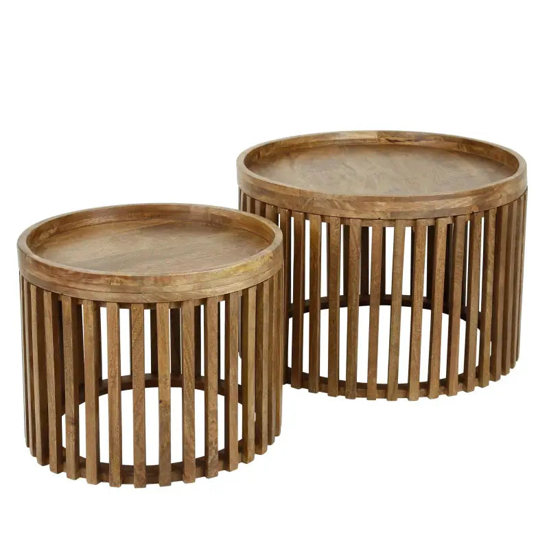 Tables Basse Bois De Manguier Sablé Set De 2 lyadesign 